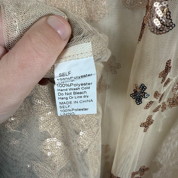 Windsor Mesh Sheer Sequin Floral Open Maxi Duster Kimono Gold Size S - Picture 7 of 9